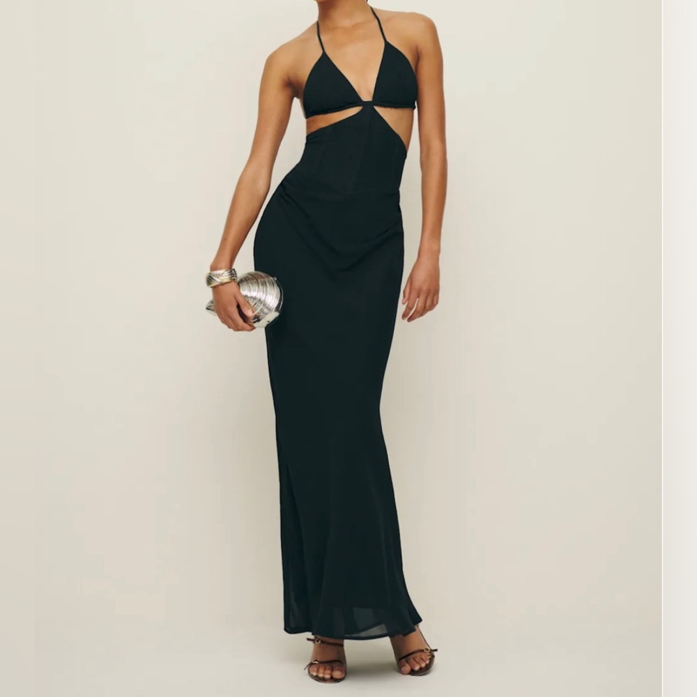 Reformation- Romona Dress Black Backless Maxi Dress - Size 2